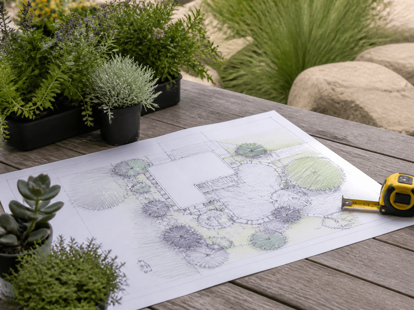 Example of a residential landscape plan being developed