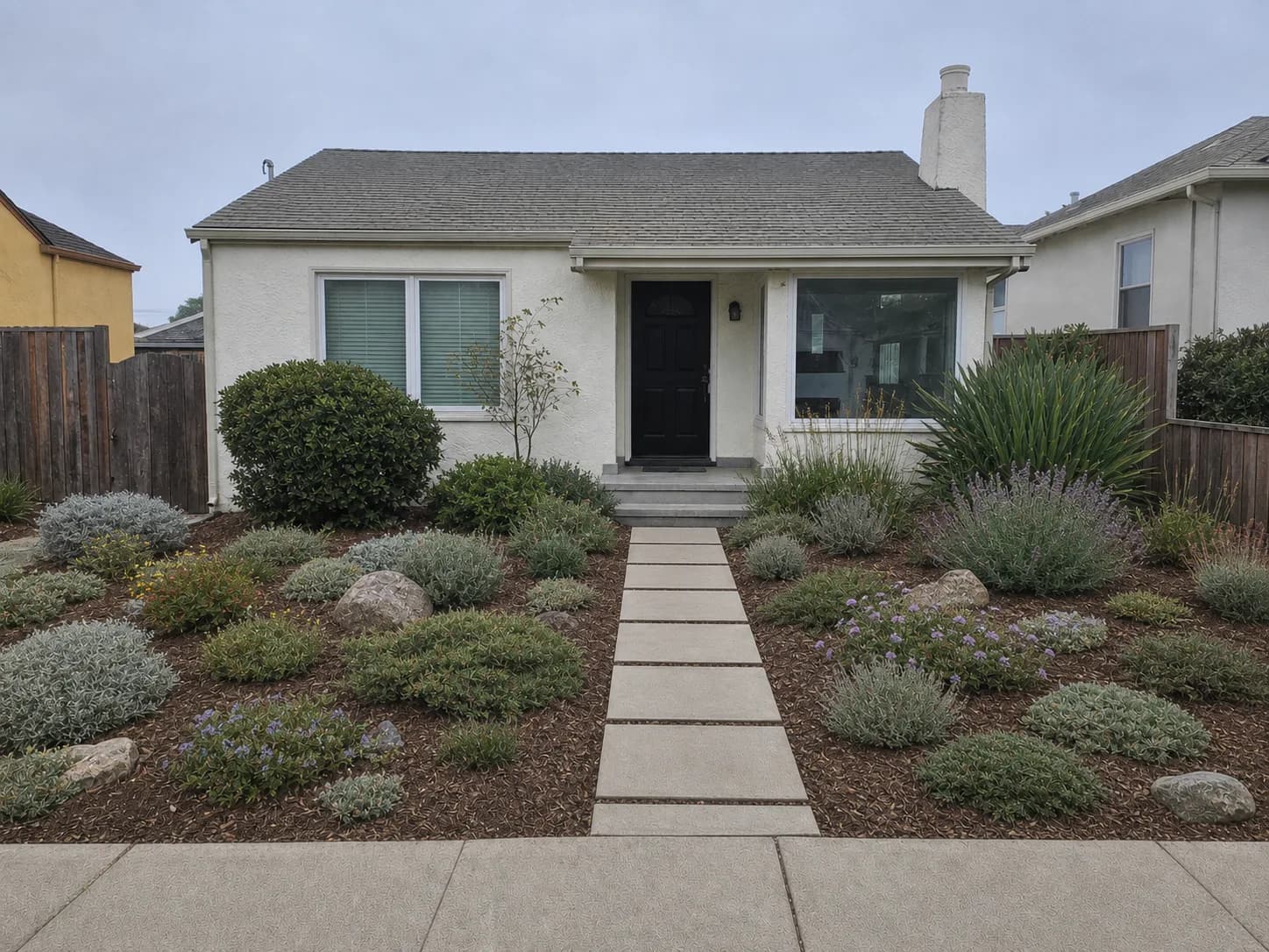 Representative water-wise coastal front-yard landscaping plan